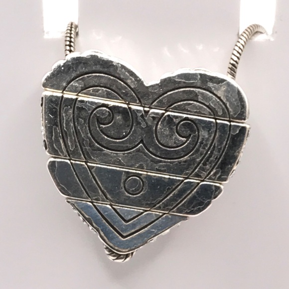 Brighton Pendant Necklace My Broken Crystal Heart Silver Plate 16.5-18.5" Chain - Picture 7 of 10